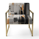 Grey Black Multifaceted Whirls - Upholstered Modern Accent Chairs