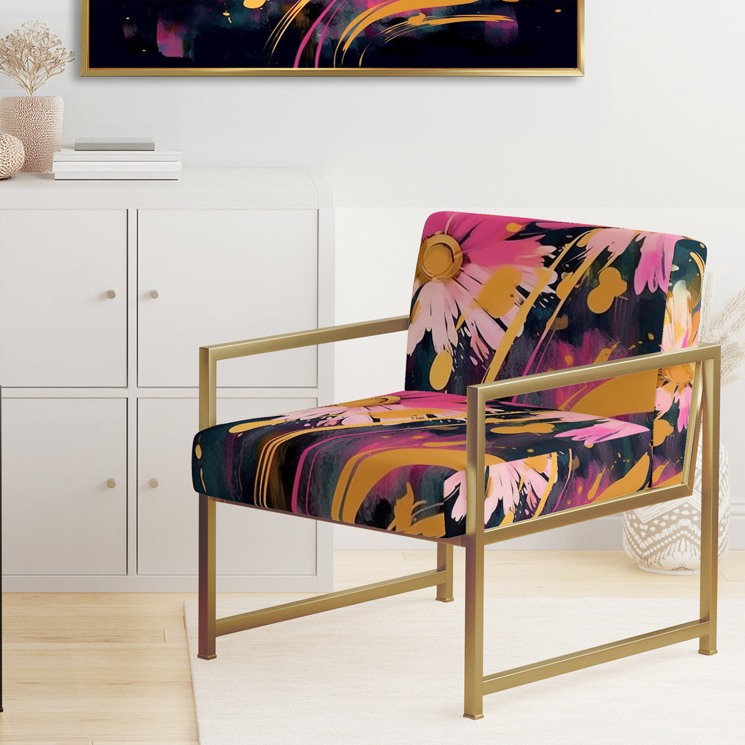 Purple Yellow Daisies Flower Fusion - Cottage Accent Chair