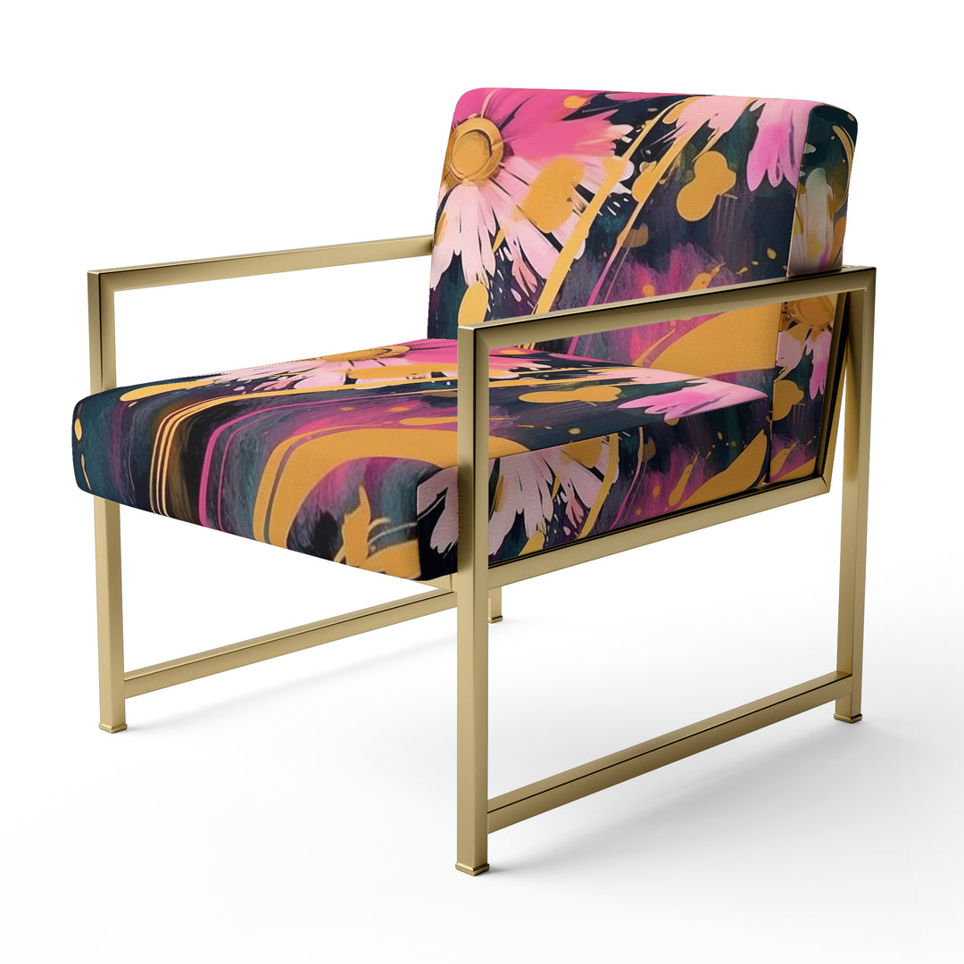 Purple Yellow Daisies Flower Fusion - Cottage Accent Chair