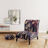 Purple Gold Leafs Harmony - Traditional Accent Slipper Chair