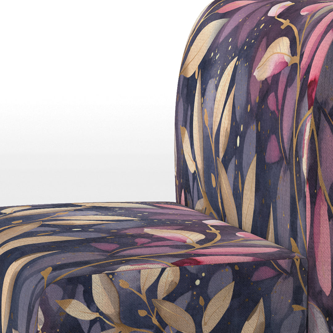 Purple Gold Leafs Harmony - Traditional Accent Slipper Chair