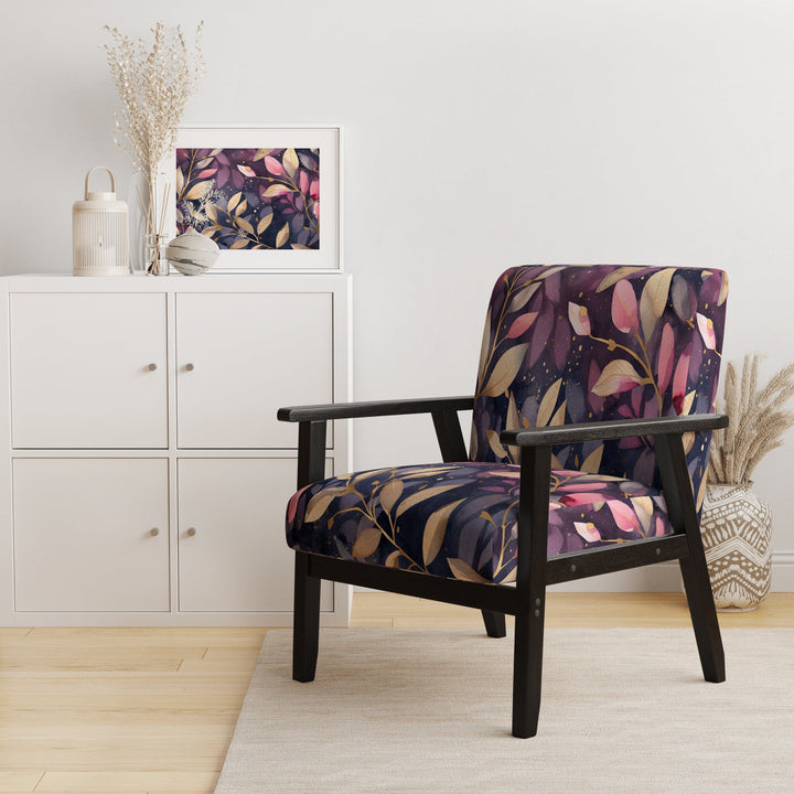 Purple Gold Leafs Harmony - Traditional Accent Slipper Chair