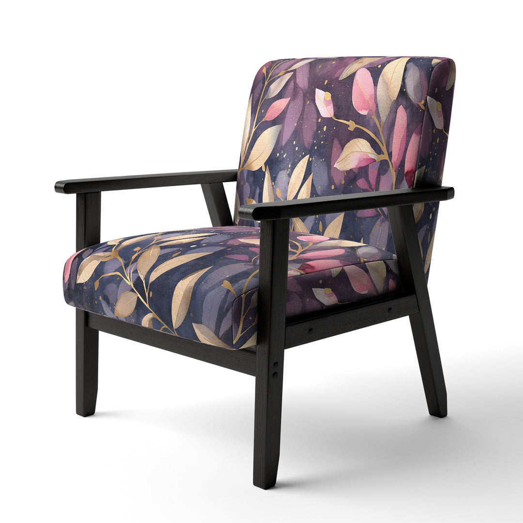 Purple Gold Leafs Harmony - Traditional Accent Slipper Chair