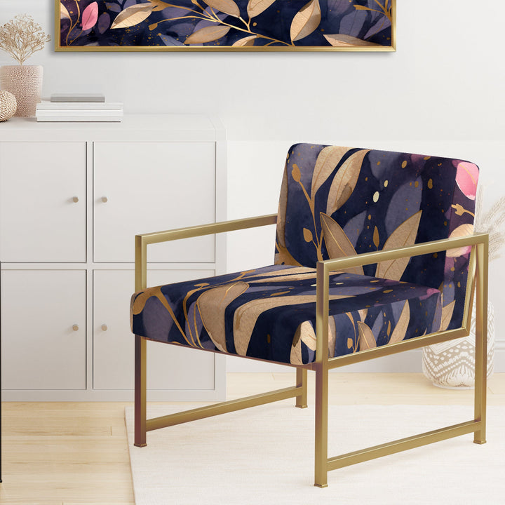 Purple Gold Leafs Harmony - Traditional Accent Slipper Chair