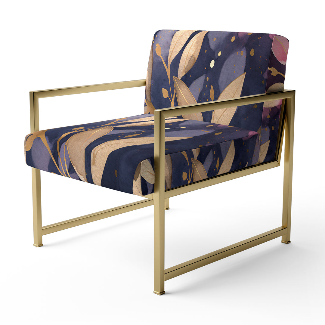 Purple Gold Leafs Harmony - Traditional Accent Slipper Chair