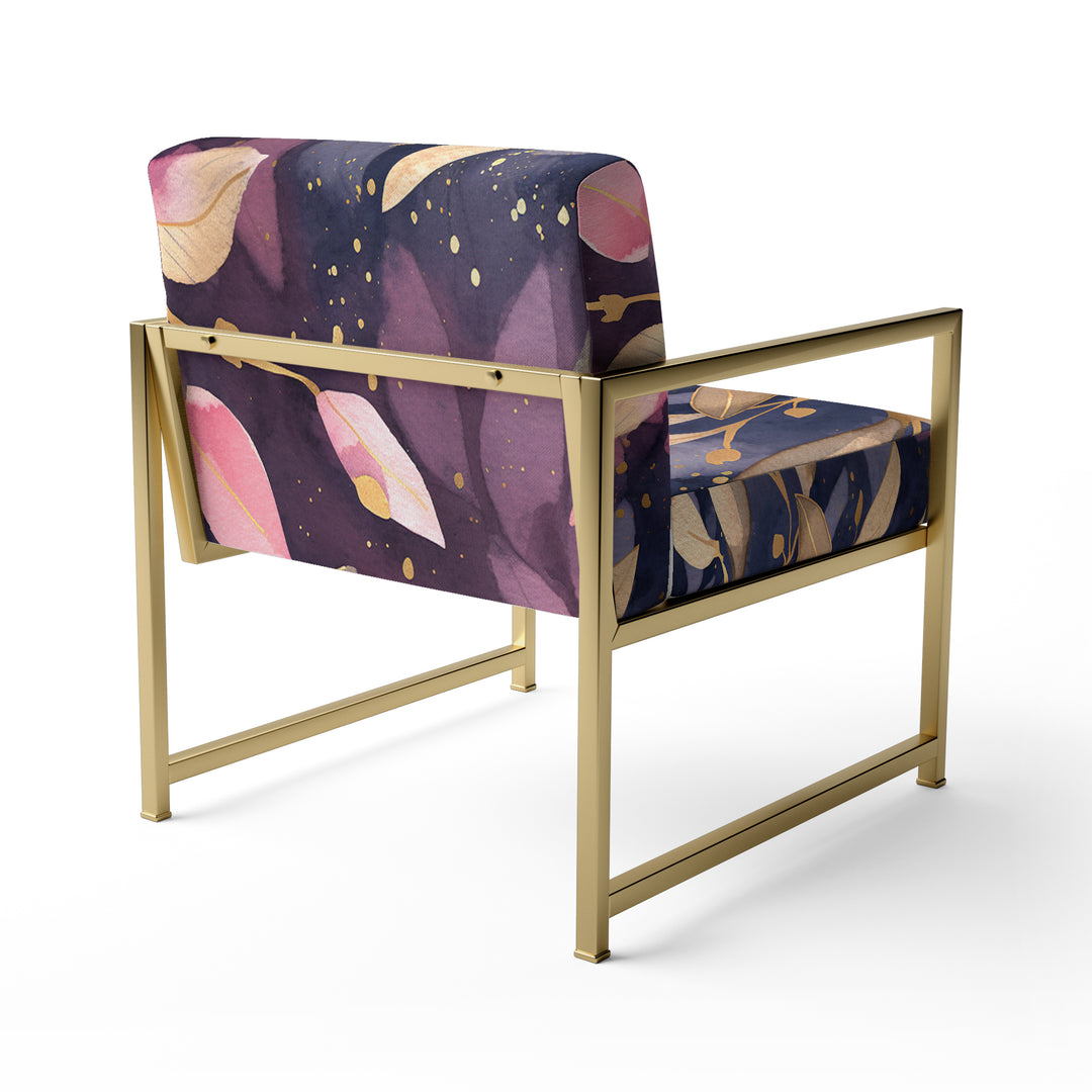 Purple Gold Leafs Harmony - Traditional Accent Slipper Chair