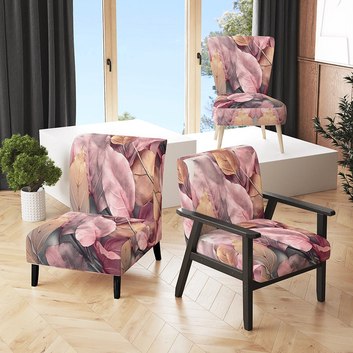 Gold Pink Leafs Harmony II- Upholstered Accent Chair