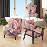 Gold Pink Leafs Harmony II- Upholstered Accent Chair