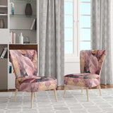 Gold Pink Leafs Harmony II- Upholstered Accent Chair