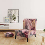 Gold Pink Leafs Harmony II- Upholstered Accent Chair