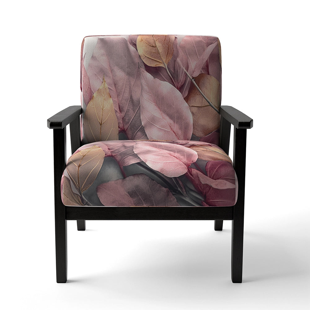 Gold Pink Leafs Harmony II- Upholstered Accent Chair