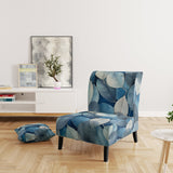 Grey Blue Leafs Harmony - Traditional Accent Slipper Chair
