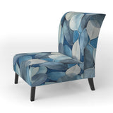 Grey Blue Leafs Harmony - Traditional Accent Slipper Chair