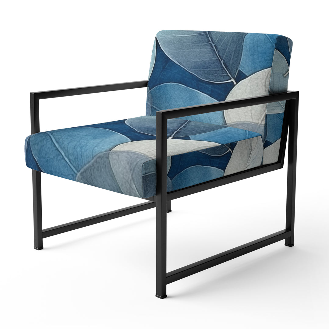 Grey Blue Leafs Harmony - Traditional Accent Slipper Chair