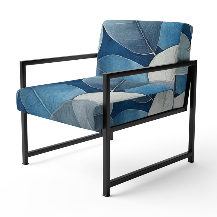 Grey Blue Leafs Harmony - Traditional Accent Slipper Chair