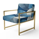 Grey Blue Leafs Harmony - Traditional Accent Slipper Chair