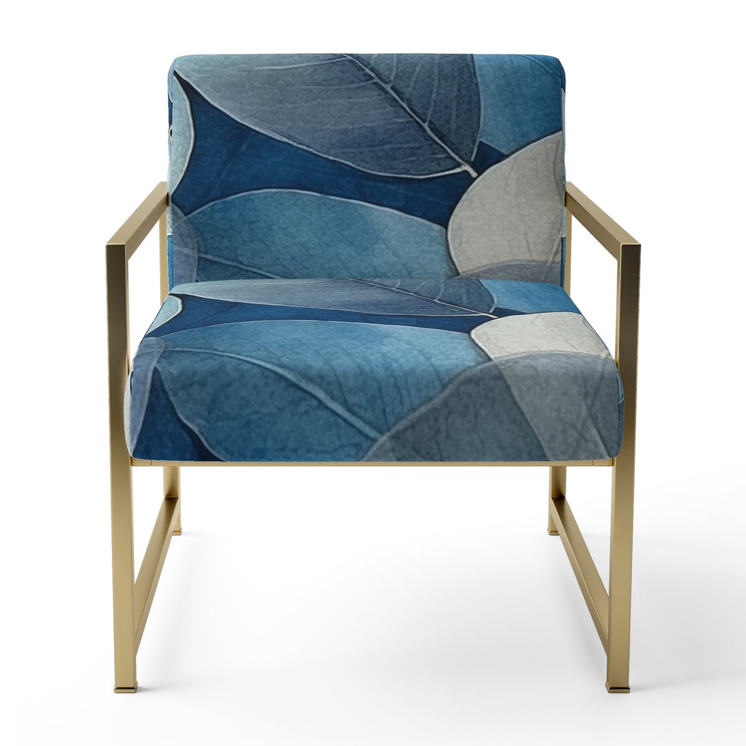 Grey Blue Leafs Harmony - Traditional Accent Slipper Chair