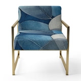 Grey Blue Leafs Harmony - Traditional Accent Slipper Chair