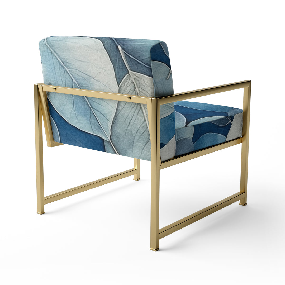 Grey Blue Leafs Harmony - Traditional Accent Slipper Chair
