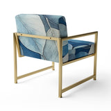 Grey Blue Leafs Harmony - Traditional Accent Slipper Chair