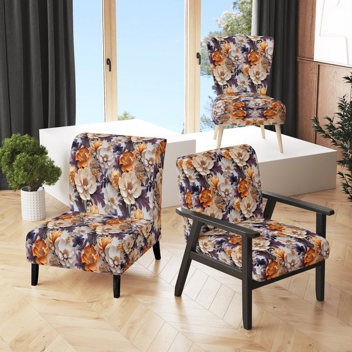 Beige And Purple Cottage Flowers Composition - Cottage Accent Side Chair