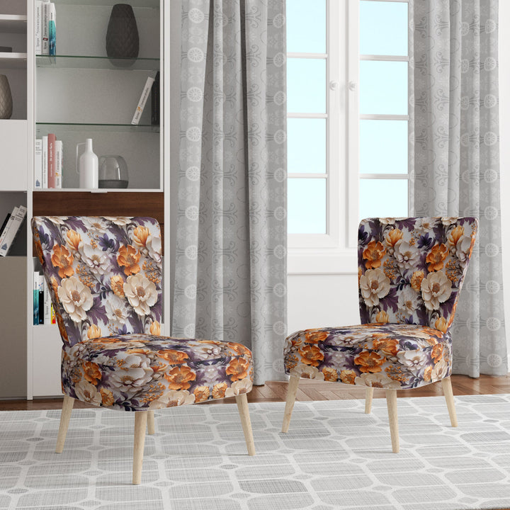 Beige And Purple Cottage Flowers Composition - Cottage Accent Side Chair