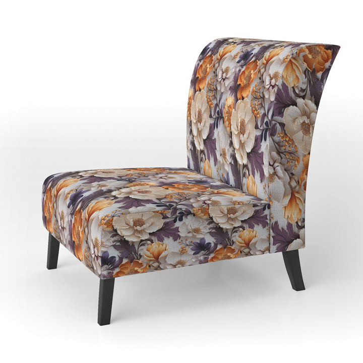 Beige And Purple Cottage Flowers Composition - Cottage Accent Side Chair