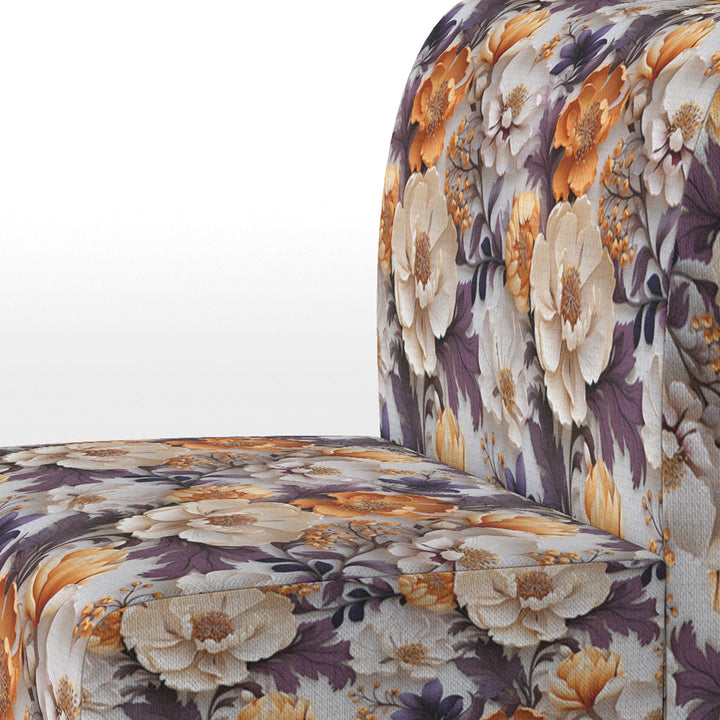 Beige And Purple Cottage Flowers Composition - Cottage Accent Side Chair