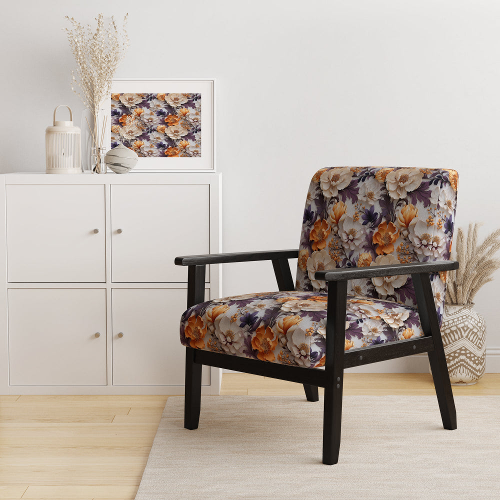 Beige And Purple Cottage Flowers Composition - Cottage Accent Side Chair