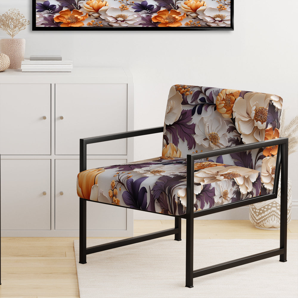 Beige And Purple Cottage Flowers Composition - Cottage Accent Side Chair