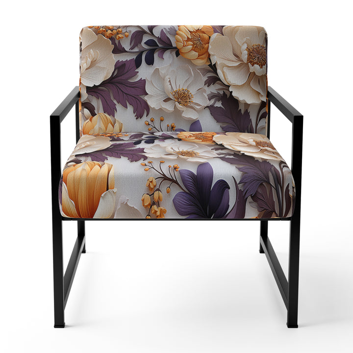 Beige And Purple Cottage Flowers Composition - Cottage Accent Side Chair