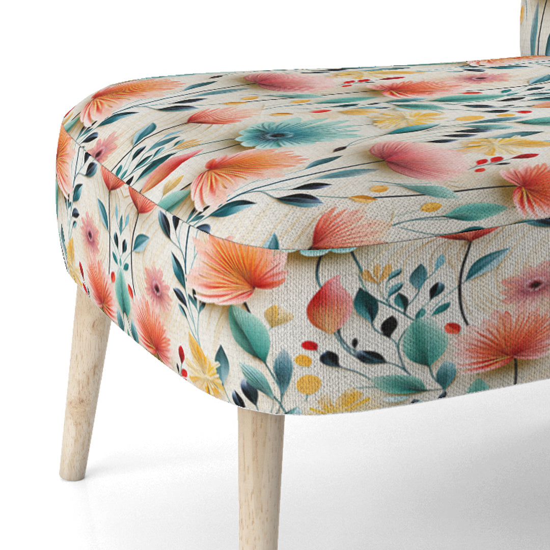 Botanical Pastel Color Flowers Composition - Bohemian Arm Chair