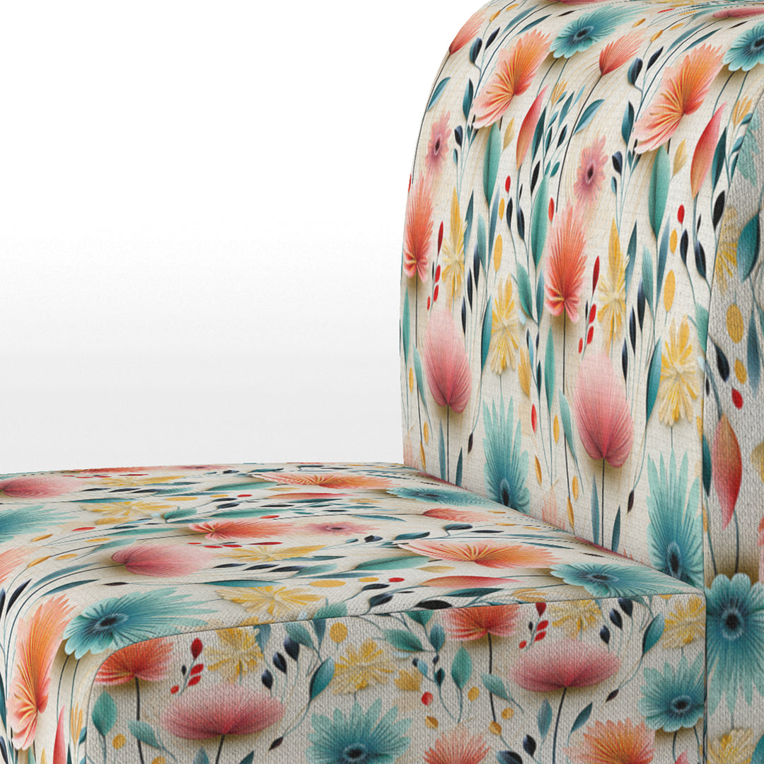 Botanical Pastel Color Flowers Composition - Bohemian Arm Chair