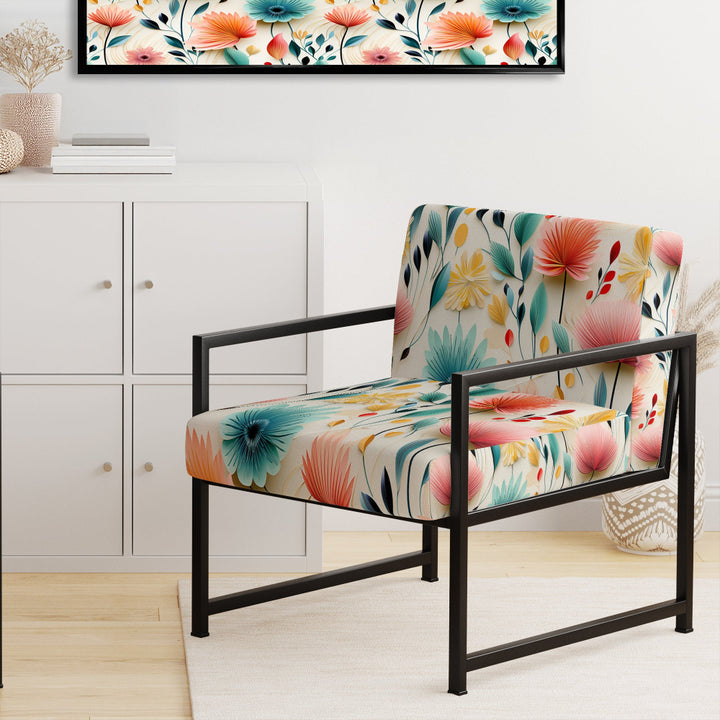 Botanical Pastel Color Flowers Composition - Bohemian Arm Chair