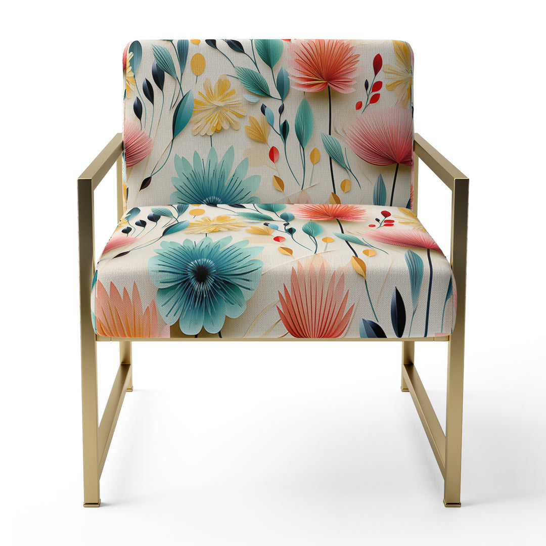 Botanical Pastel Color Flowers Composition - Bohemian Arm Chair