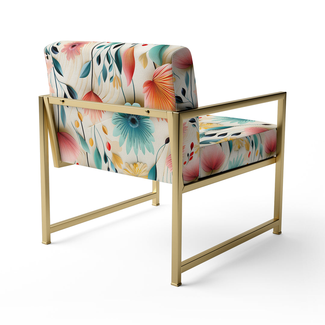 Botanical Pastel Color Flowers Composition - Bohemian Arm Chair
