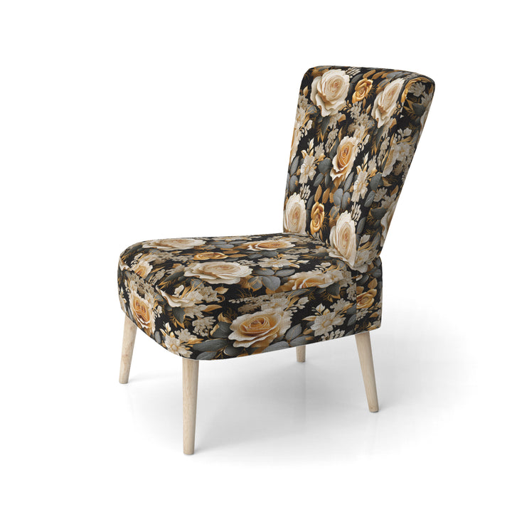 Elegant Beige Rose Harmony - Cottage Accent Side Chair