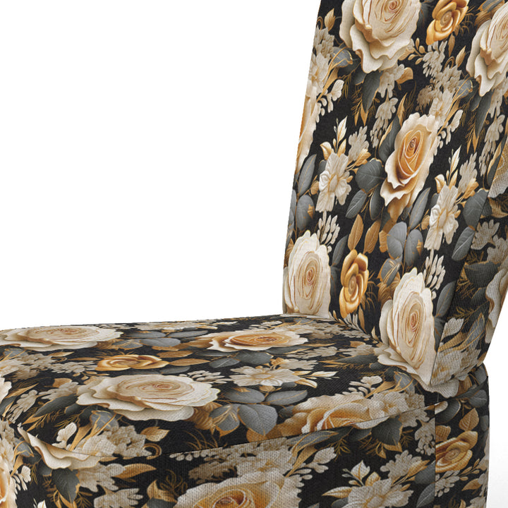 Elegant Beige Rose Harmony - Cottage Accent Side Chair