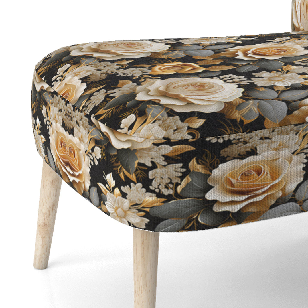 Elegant Beige Rose Harmony - Cottage Accent Side Chair