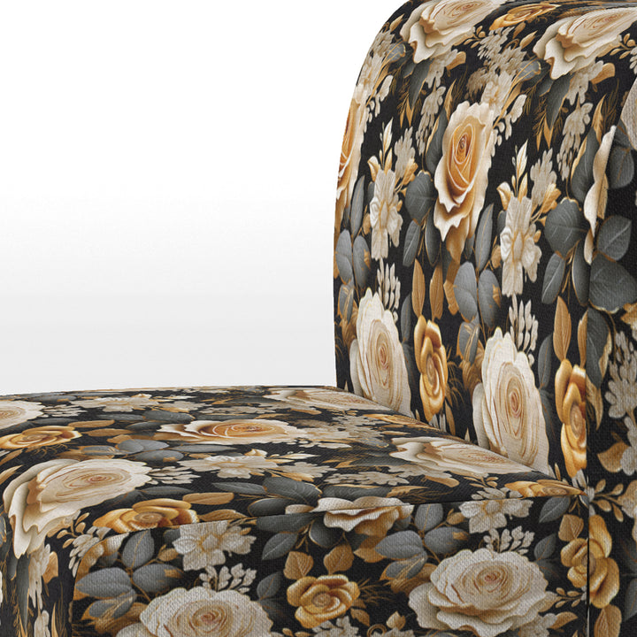 Elegant Beige Rose Harmony - Cottage Accent Side Chair