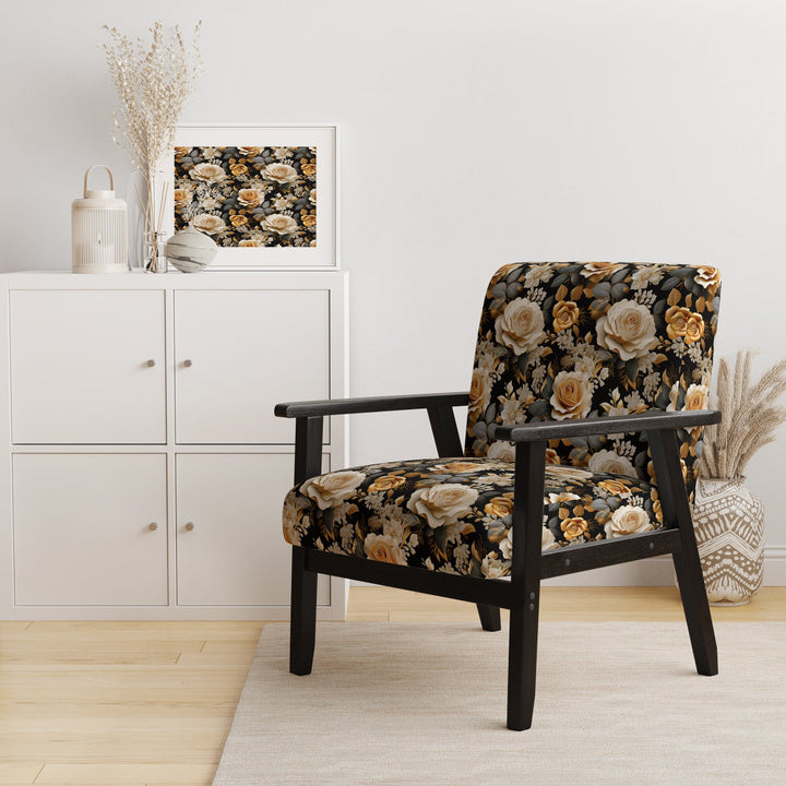 Elegant Beige Rose Harmony - Cottage Accent Side Chair