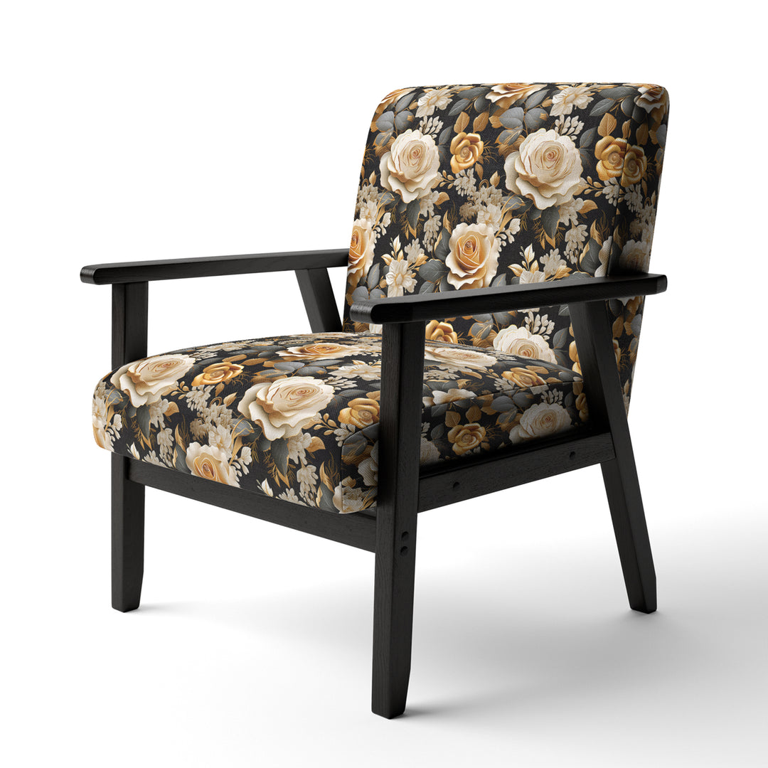 Elegant Beige Rose Harmony - Cottage Accent Side Chair