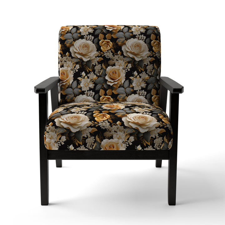 Elegant Beige Rose Harmony - Cottage Accent Side Chair