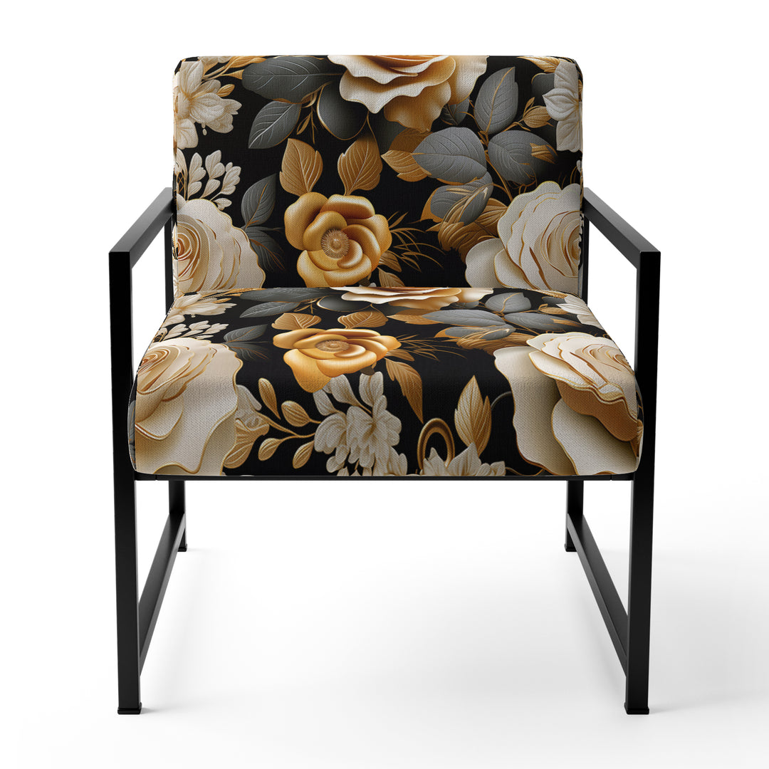 Elegant Beige Rose Harmony - Cottage Accent Side Chair