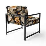 Elegant Beige Rose Harmony - Cottage Accent Side Chair