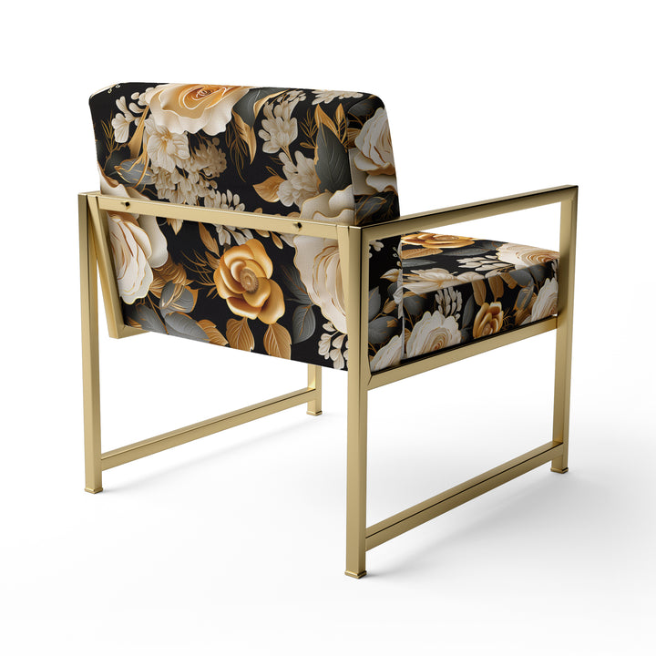 Elegant Beige Rose Harmony - Cottage Accent Side Chair