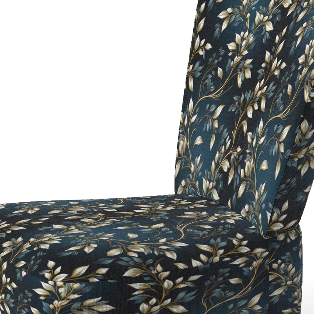 Gold And Blue Royal Botanical Vines - Cottage Accent Side Chair