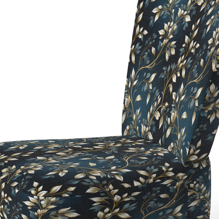Gold And Blue Royal Botanical Vines - Cottage Accent Side Chair