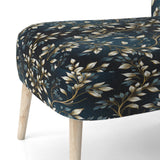 Gold And Blue Royal Botanical Vines - Cottage Accent Side Chair
