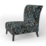 Gold And Blue Royal Botanical Vines - Cottage Accent Side Chair